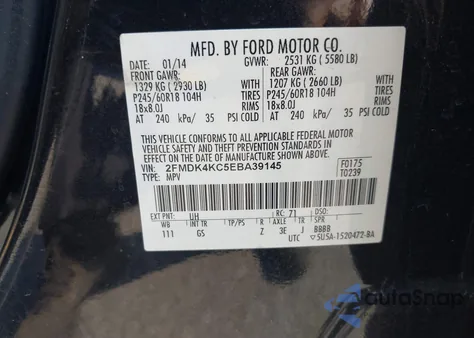 2014 Ford Edge Limited from USA, damaged, VIN 2FMDK4KC5EBA39145